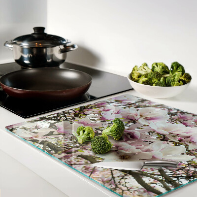 Tagliere in vetro temperato Fiori di magnolia