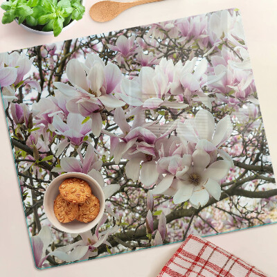 Tagliere in vetro temperato Fiori di magnolia