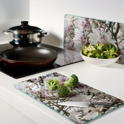 Tagliere in vetro temperato Fiori di magnolia