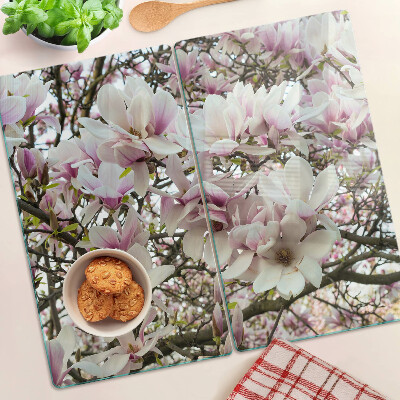 Tagliere in vetro temperato Fiori di magnolia
