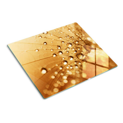 Tagliere in vetro temperato Gocce d'acqua su un dente di leone