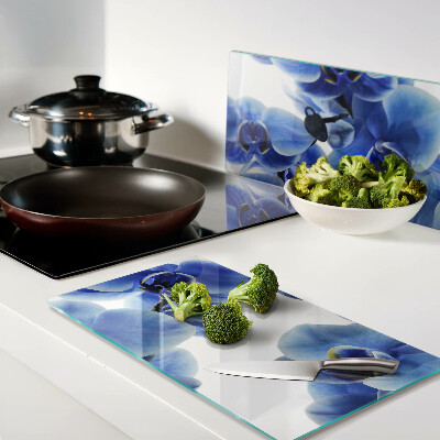 Tagliere in vetro orchidee blu