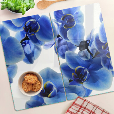 Tagliere in vetro orchidee blu