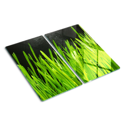 Tagliere in vetro Erba verde con gocce d'acqua
