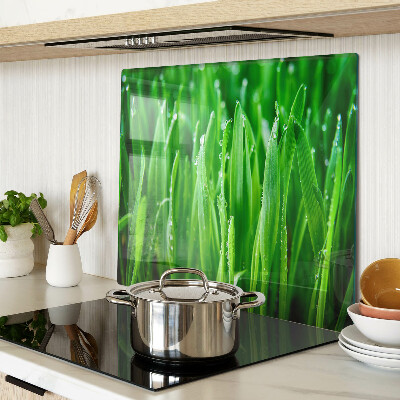 Tagliere in vetro temperato Erba con gocce d'acqua