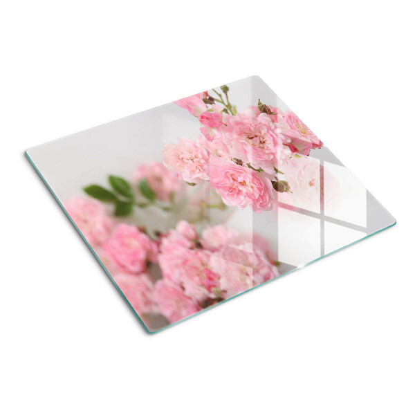 Tagliere in vetro temperato Fiori rosa in un vaso