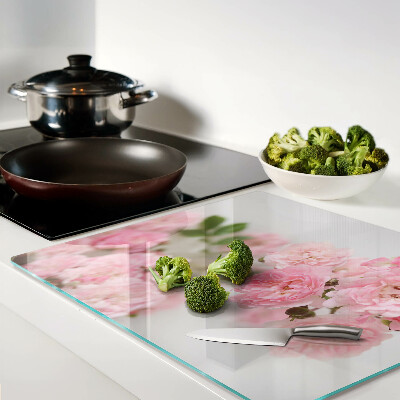 Tagliere in vetro temperato Fiori rosa in un vaso