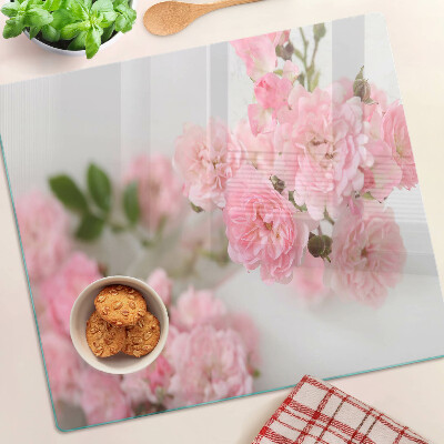 Tagliere in vetro temperato Fiori rosa in un vaso