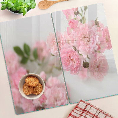 Tagliere in vetro temperato Fiori rosa in un vaso