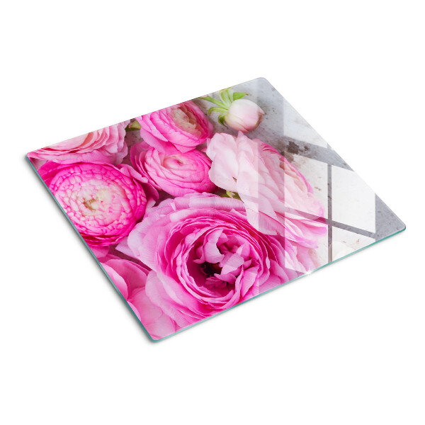Tagliere in vetro temperato Fiori rosa in un bouquet