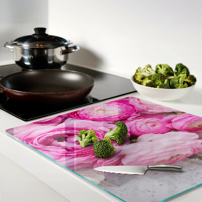 Tagliere in vetro temperato Fiori rosa in un bouquet