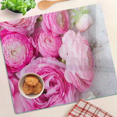 Tagliere in vetro temperato Fiori rosa in un bouquet