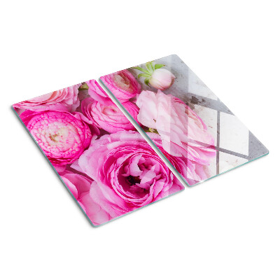 Tagliere in vetro temperato Fiori rosa in un bouquet