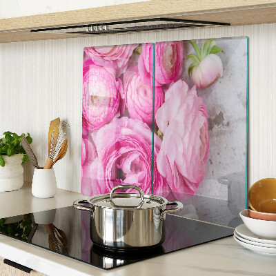 Tagliere in vetro temperato Fiori rosa in un bouquet