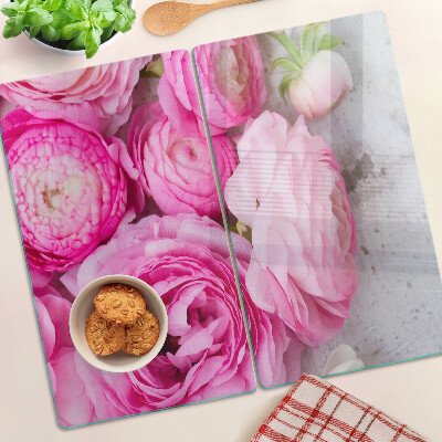 Tagliere in vetro temperato Fiori rosa in un bouquet