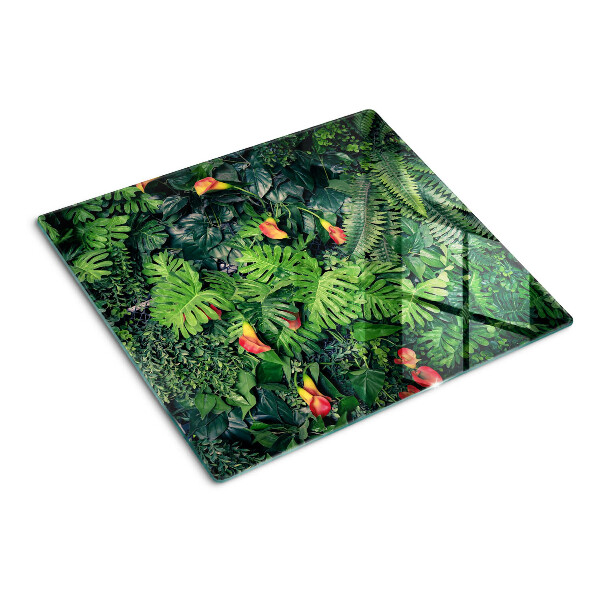 Tagliere in vetro temperato Giungla tropicale con fiori