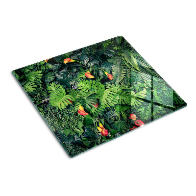 Tagliere in vetro temperato Giungla tropicale con fiori
