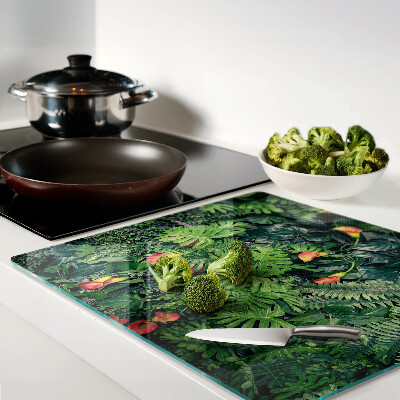 Tagliere in vetro temperato Giungla tropicale con fiori