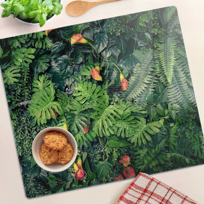 Tagliere in vetro temperato Giungla tropicale con fiori