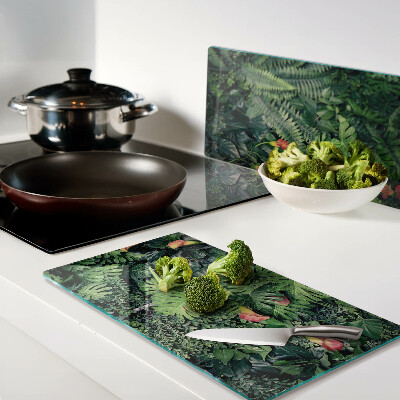 Tagliere in vetro temperato Giungla tropicale con fiori