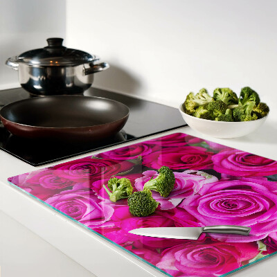Tagliere in vetro Rose nelle tonalità del rosa