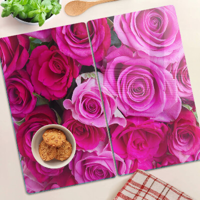 Tagliere in vetro Rose nelle tonalità del rosa