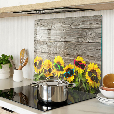 Tagliere in vetro temperato Girasoli con occhiali da sole