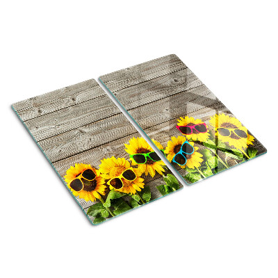 Tagliere in vetro temperato Girasoli con occhiali da sole