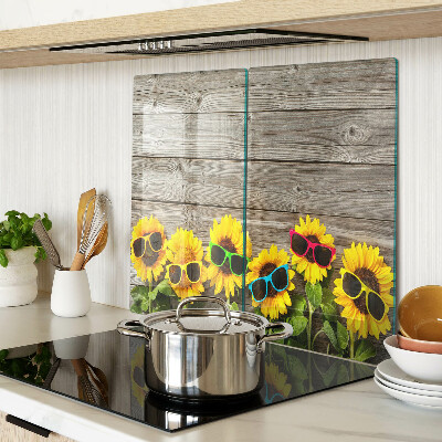 Tagliere in vetro temperato Girasoli con occhiali da sole