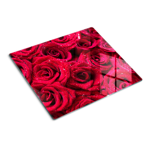 Tagliere in vetro temperato Rose di colore rosa intenso