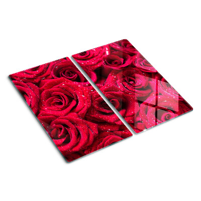 Tagliere in vetro temperato Rose di colore rosa intenso