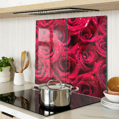 Tagliere in vetro temperato Rose di colore rosa intenso