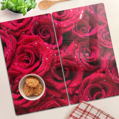 Tagliere in vetro temperato Rose di colore rosa intenso