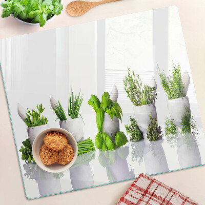 Tagliere in vetro Erbe aromatiche in vaso