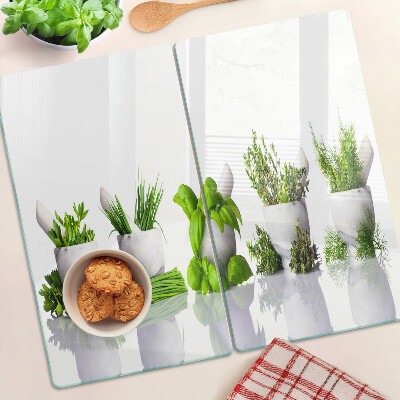 Tagliere in vetro Erbe aromatiche in vaso