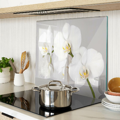 Tagliere in vetro Orchidee su sfondo a specchio