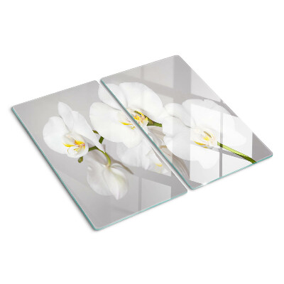 Tagliere in vetro Orchidee su sfondo a specchio