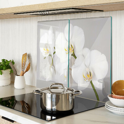 Tagliere in vetro Orchidee su sfondo a specchio