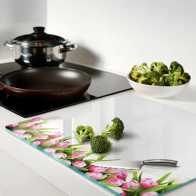 Tagliere in vetro Tulipani dai colori pastello