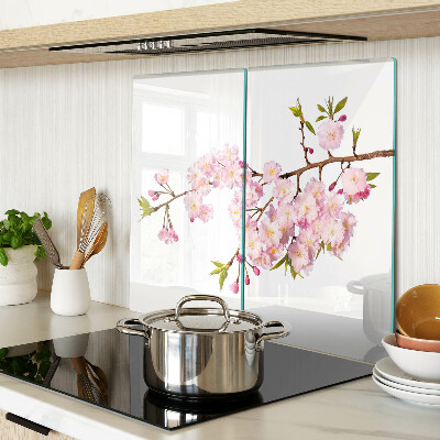 Tagliere in vetro Fiori di ciliegio primaverili