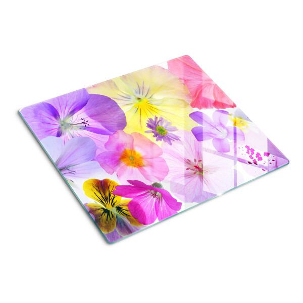 Tagliere in vetro Fiori dai colori pastello