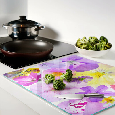 Tagliere in vetro Fiori dai colori pastello