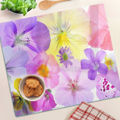 Tagliere in vetro Fiori dai colori pastello