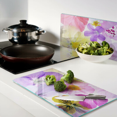 Tagliere in vetro Fiori dai colori pastello