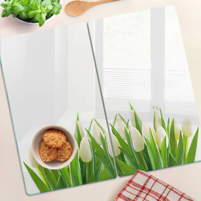Tagliere in vetro Tulipani nell'erba verde