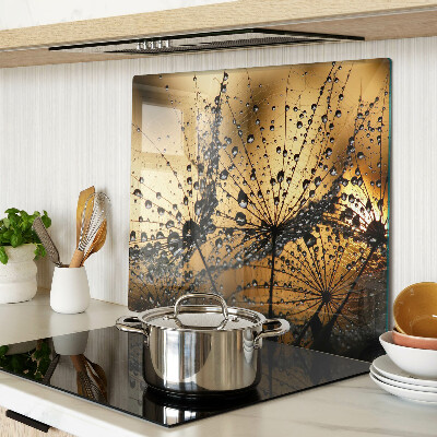 Tagliere in vetro temperato Gocce d'acqua sulle foglie