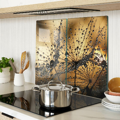 Tagliere in vetro temperato Gocce d'acqua sulle foglie