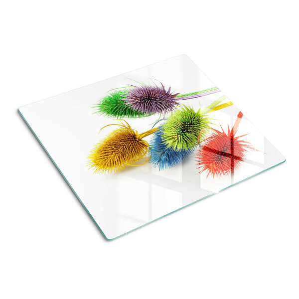 Tagliere in vetro Fiori colorati e tridimensionali