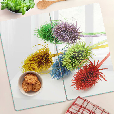 Tagliere in vetro Fiori colorati e tridimensionali