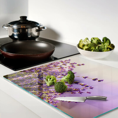 Tagliere in vetro temperato Fiori di lavanda alla finestra